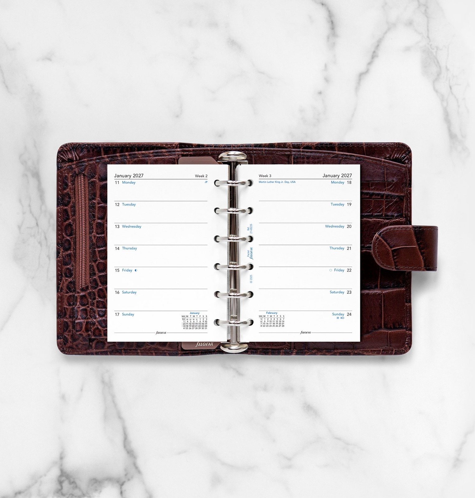 2026 Filofax Pocket Size Refill 26-68226, Week on One Page, 81mm x 120mm