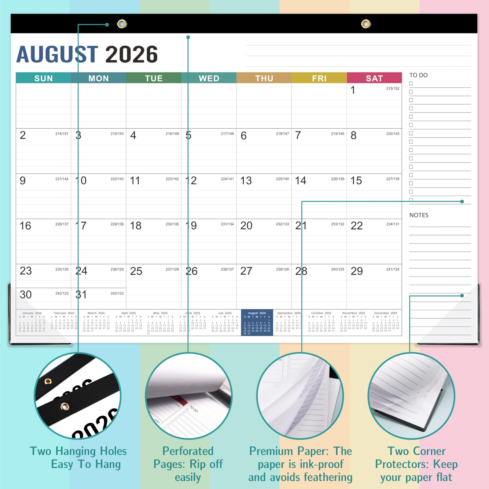 Desk Calendar 2026-2027 – Calendar, July 2026 – multicolored