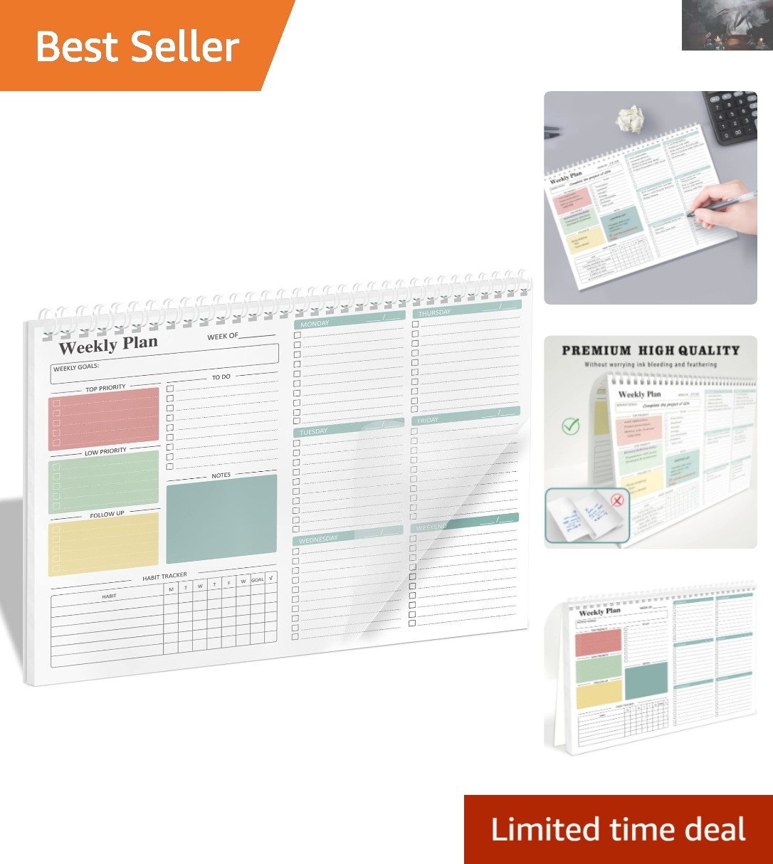 8.5×11 Weekly Goal Tracker Notebook – 52 Undated Sheets for All