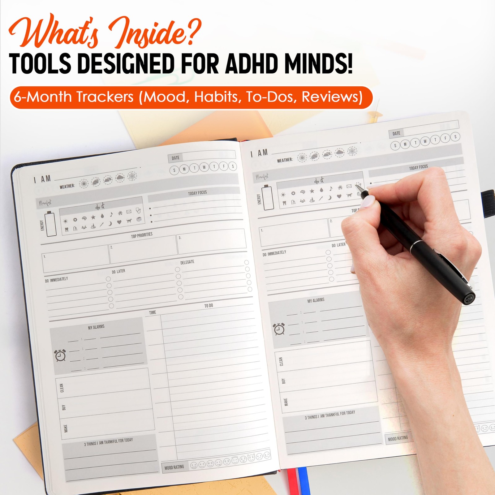 The Adhd Planner For Adults – 6 Month Undated Weekly Daily Full Focus Planner