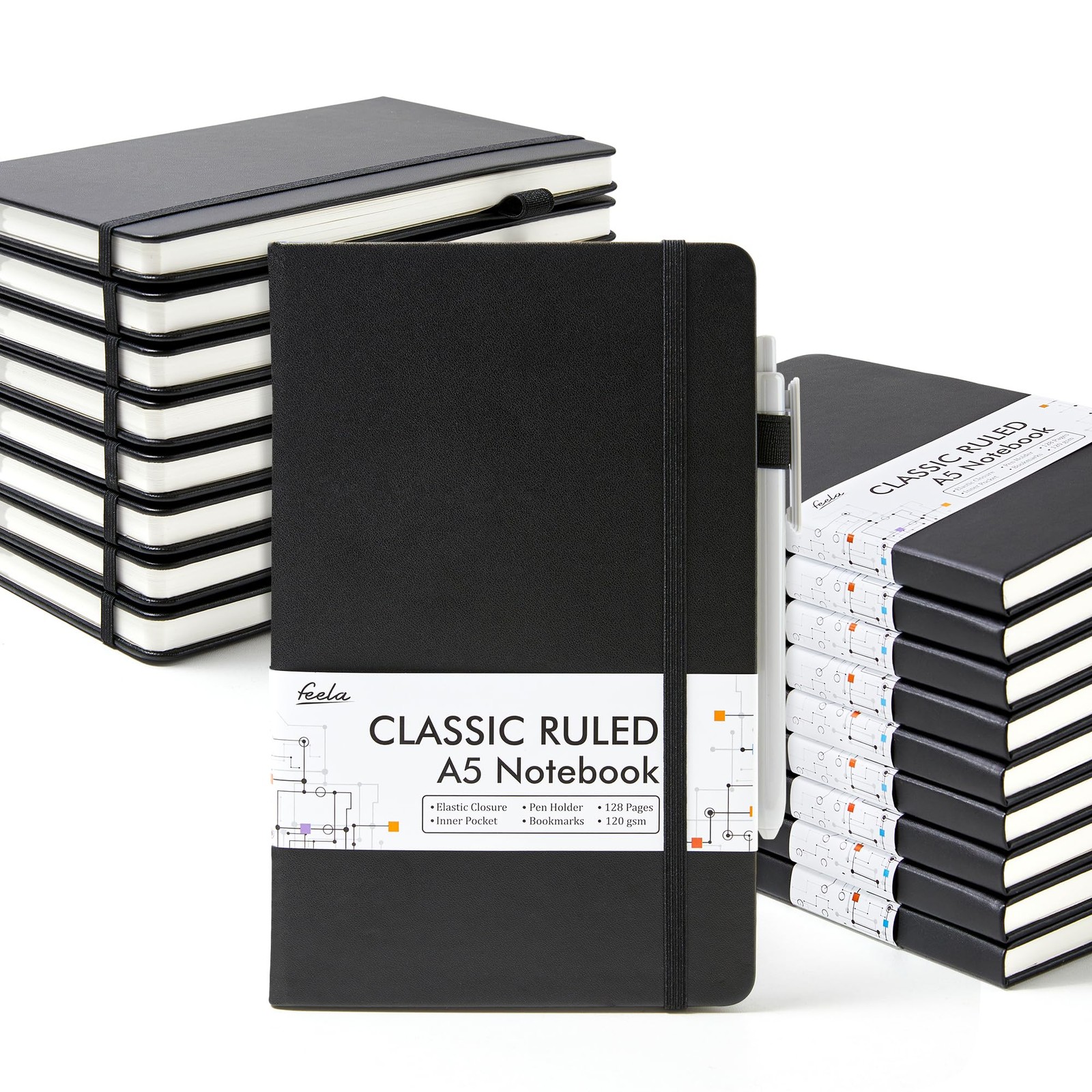 feela 18 Pack Journal Notebook for Work, Business Notebook Bulk Hardcover Lin…