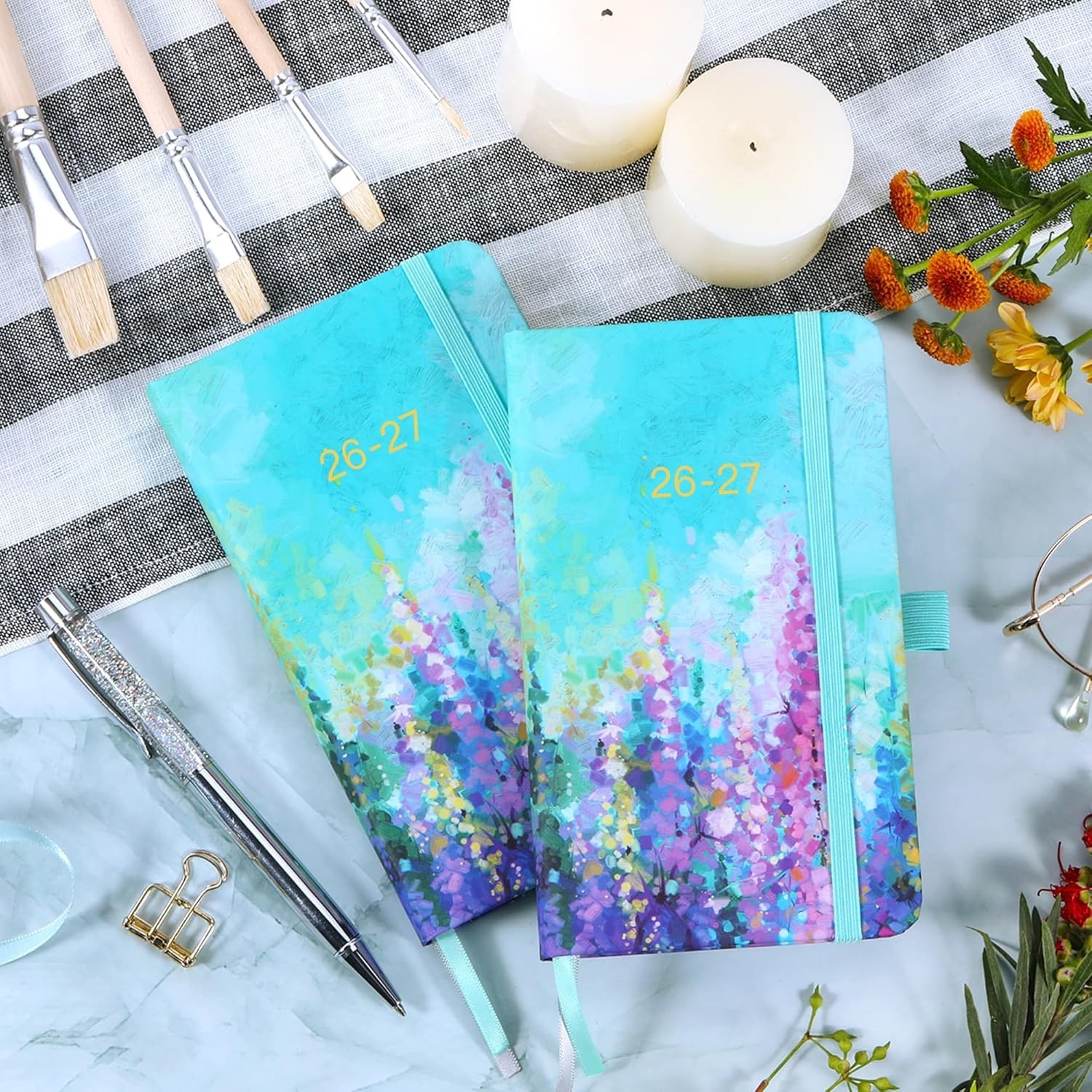 2026 Pocket Planner Oil Painting Cover Weekly Monthly Personal Organizer 2025…