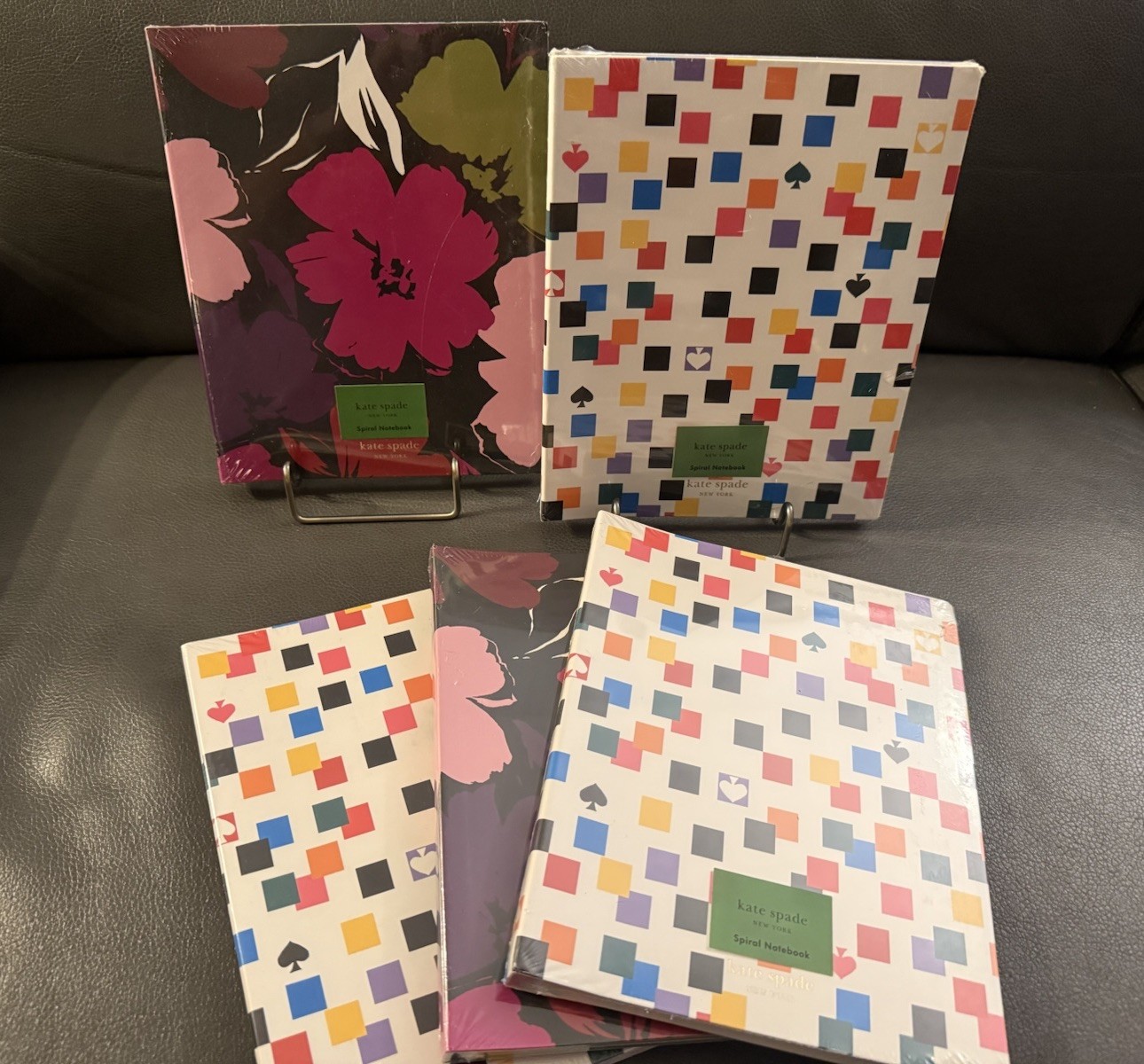 4-NWT Kate Spade New York Semi Concealed Spiral Notebooks 2 Patterns Lined Pages