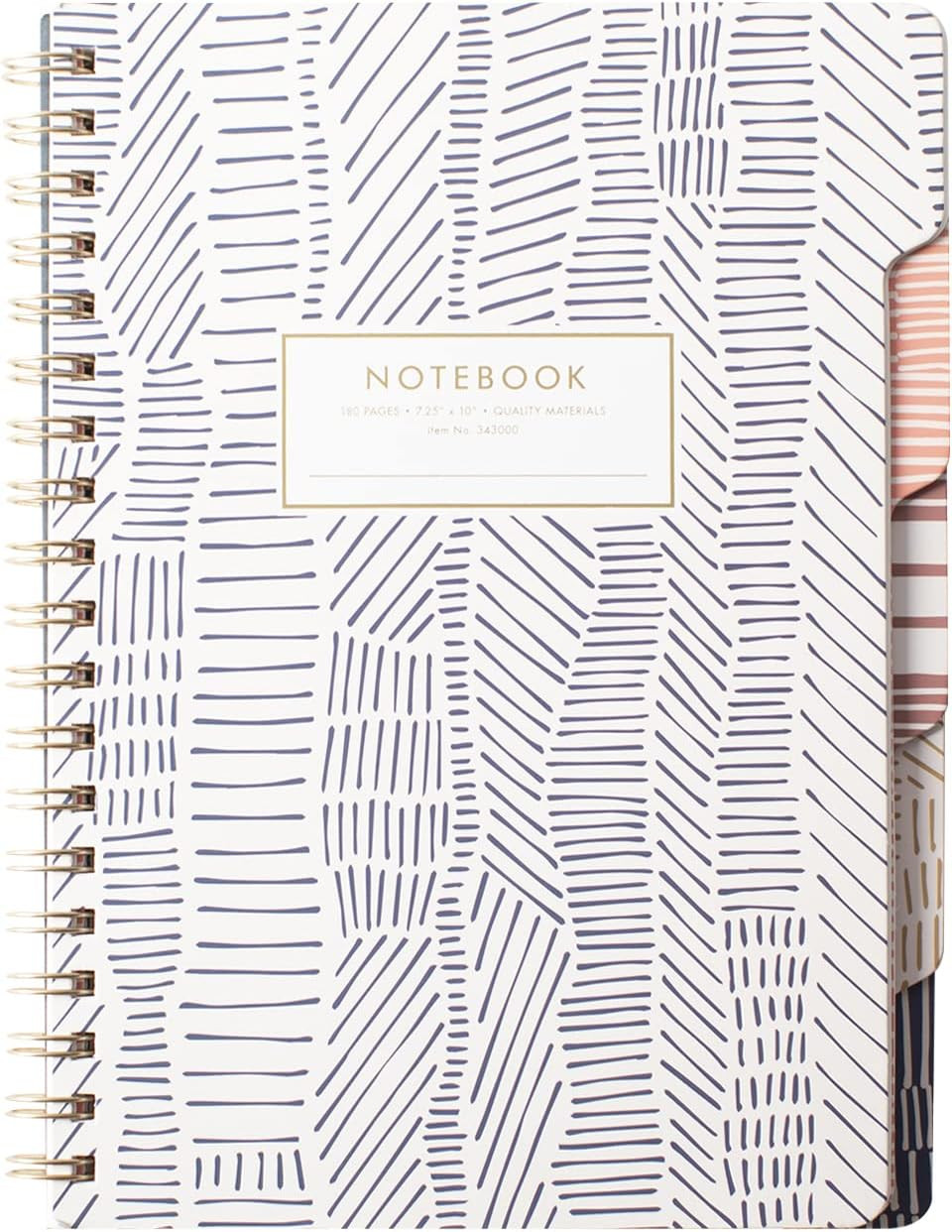 Studio Large Tab Notebook,”Tribal Lines”, Flexible Paperback Cover, College Rule