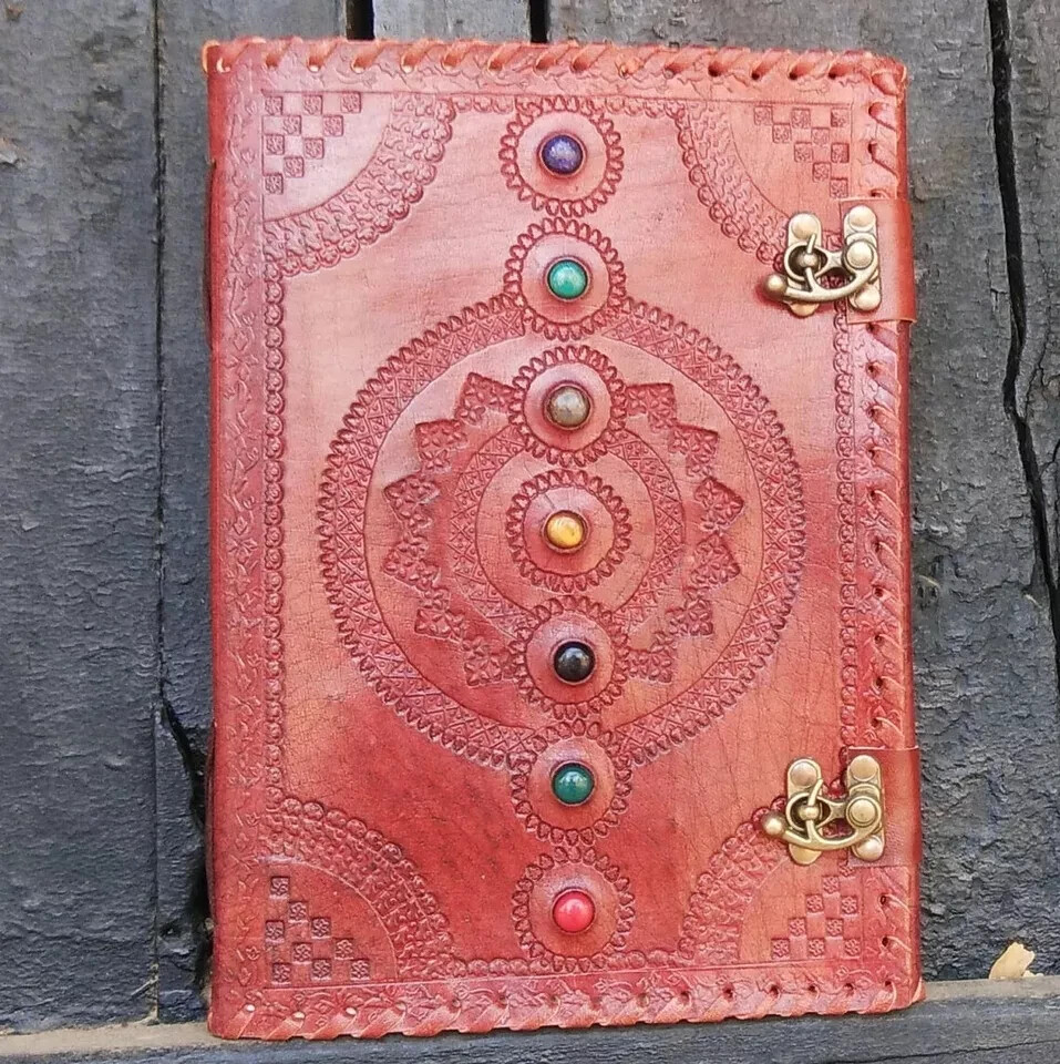 Large Genuine Leather Seven Stone Brown Journal Classic Blank Diary 10″X13″X2″