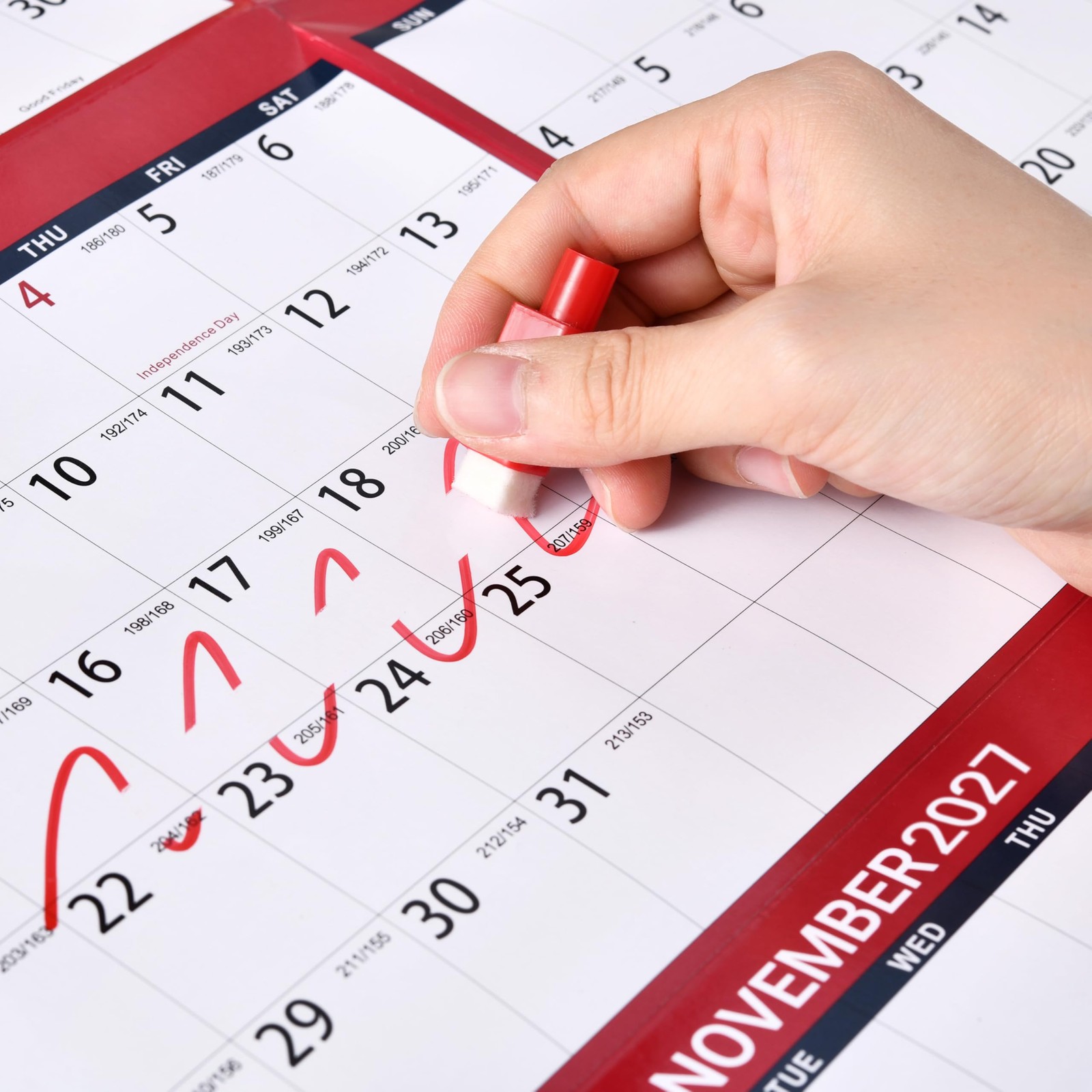 2027 Dry Erase Calendar for Wall – 2027, Jan. Red