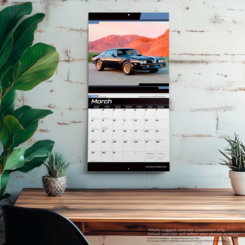 American Muscle Cars OFFICIAL | 2026 12×24″ Square Wall Calendar | Plastic-Free