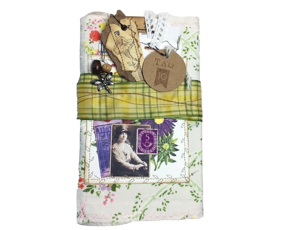 Handmade Floral Vintage-Style Junk Journal With Embellishments & Tags u