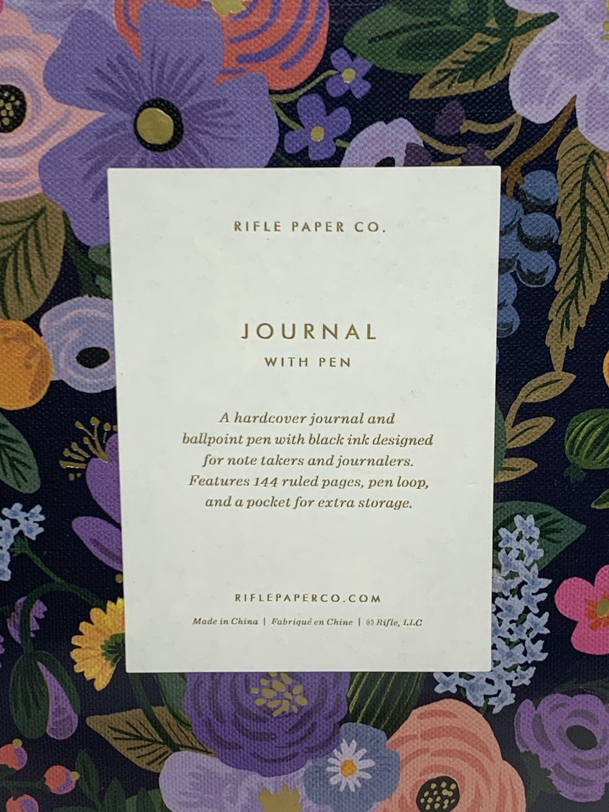 Rifle Paper Co. Floral HC Journal Garden Party Violet w/Gold Ballpoint Pen NEW