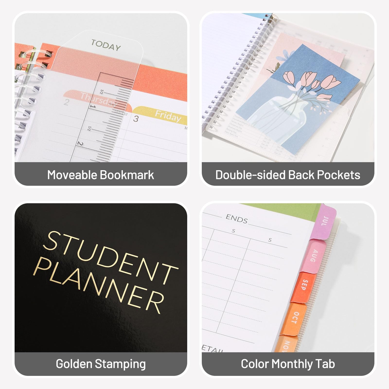 Student Planner 2026-2027, SUNEE Academic Weekly & A5 6.5″×8.3″, Black