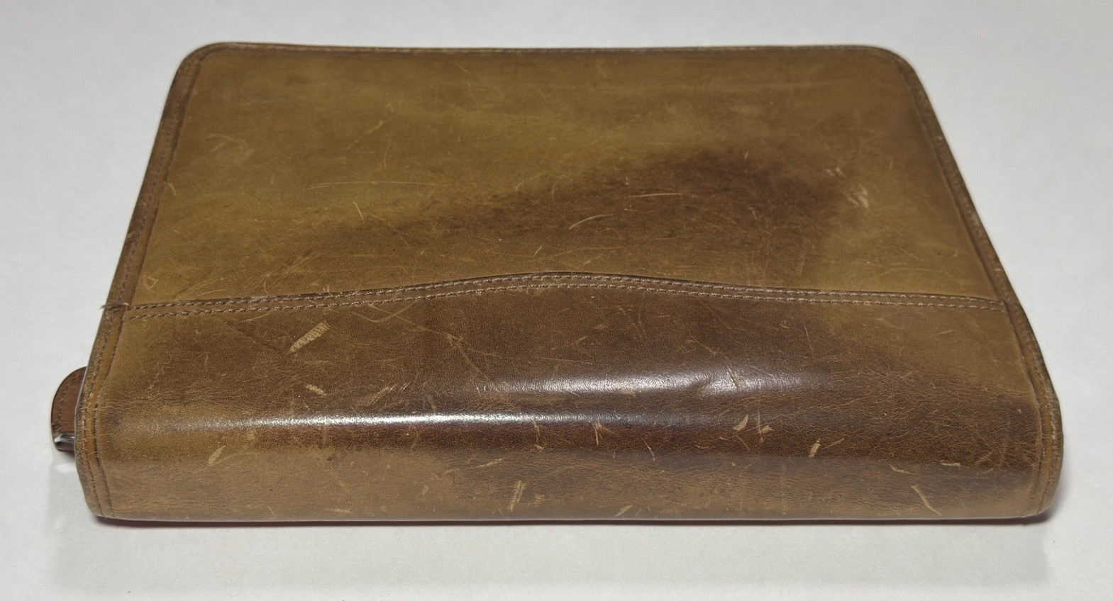 Day Timer Planner Organizer Vtg Brown Leather Folio 7 Ring Binder Notebook