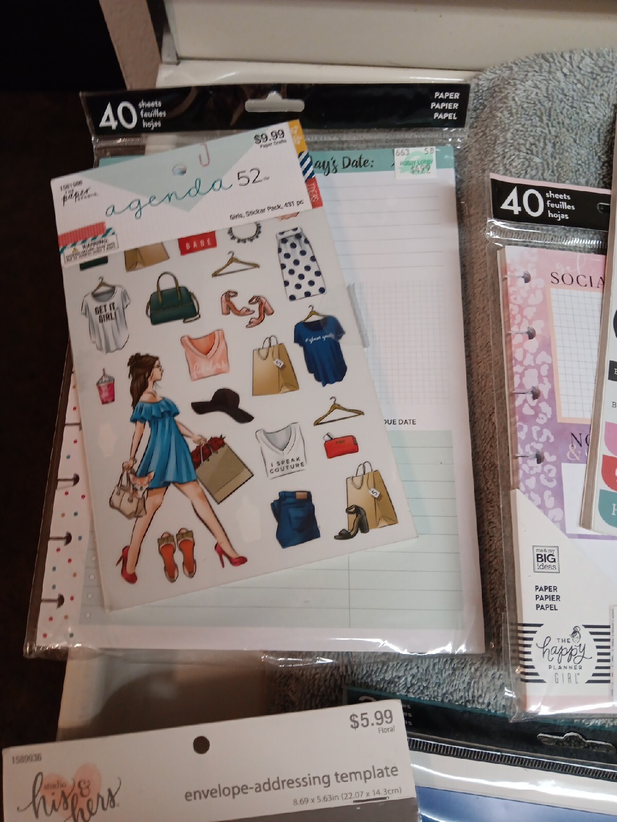 Happy Planner, Agenda 52, Big Idea Sticker Books And Tape 15 Pcs