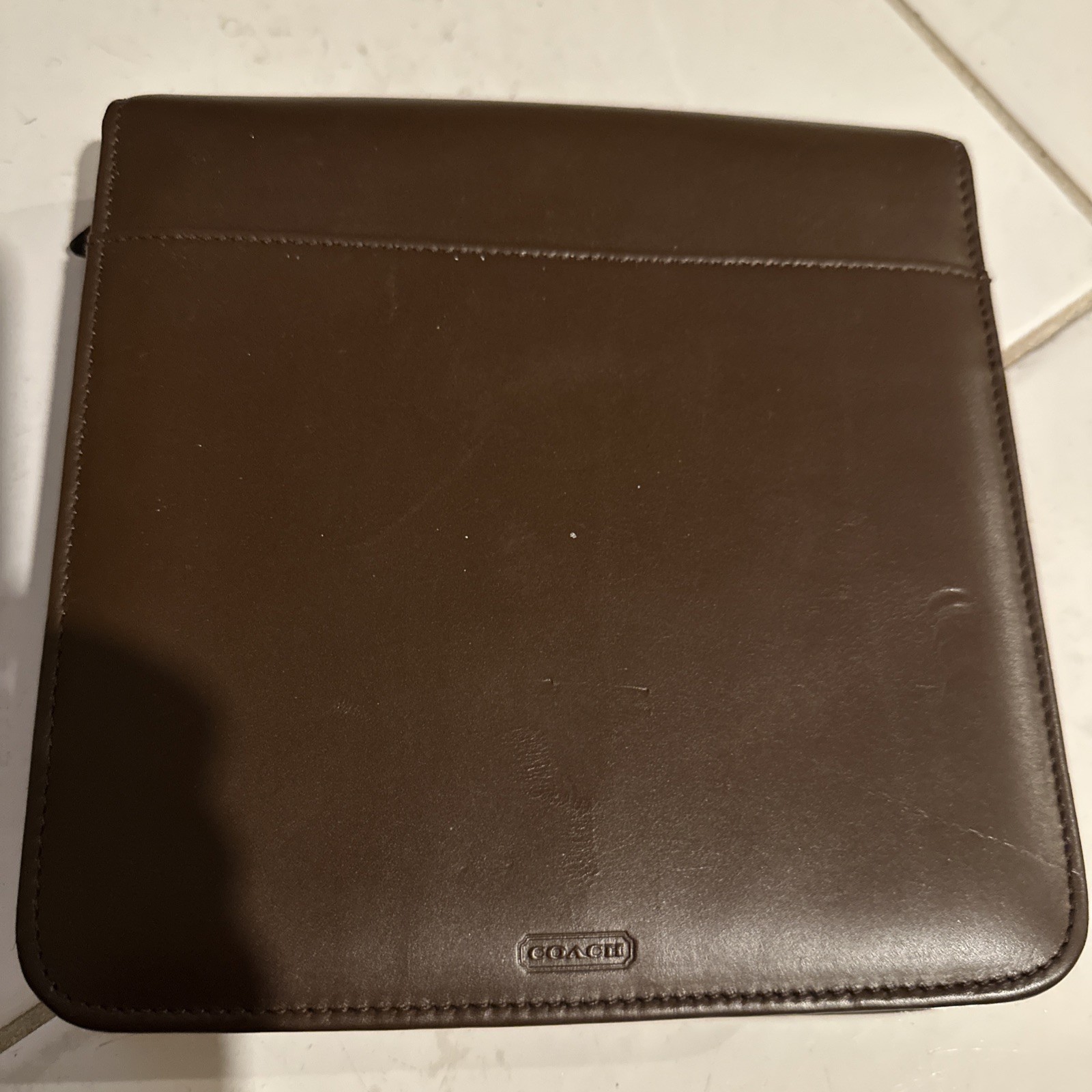 Vintage COACH brown Leather Mini Portable Office / Zip Padfolio