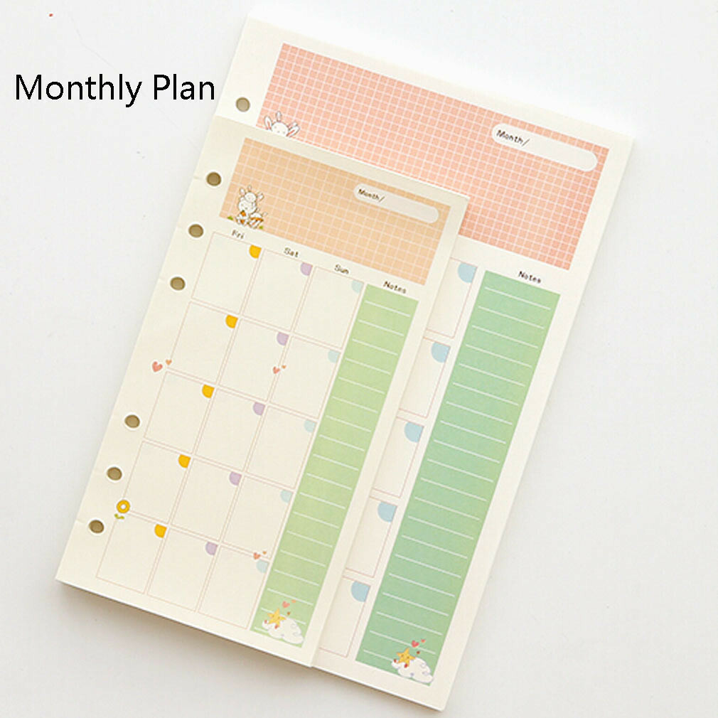 A5/A6 Monthly Colourful Planner Diary Refill Schedule Organiser 45 Sheets New #J
