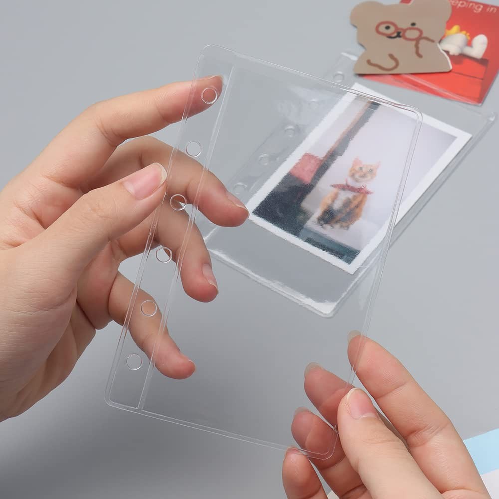 A7 Binder Pockets 12 PCS Clear Cash Envelopes Waterproof PVC Pouch 6-Ring Page