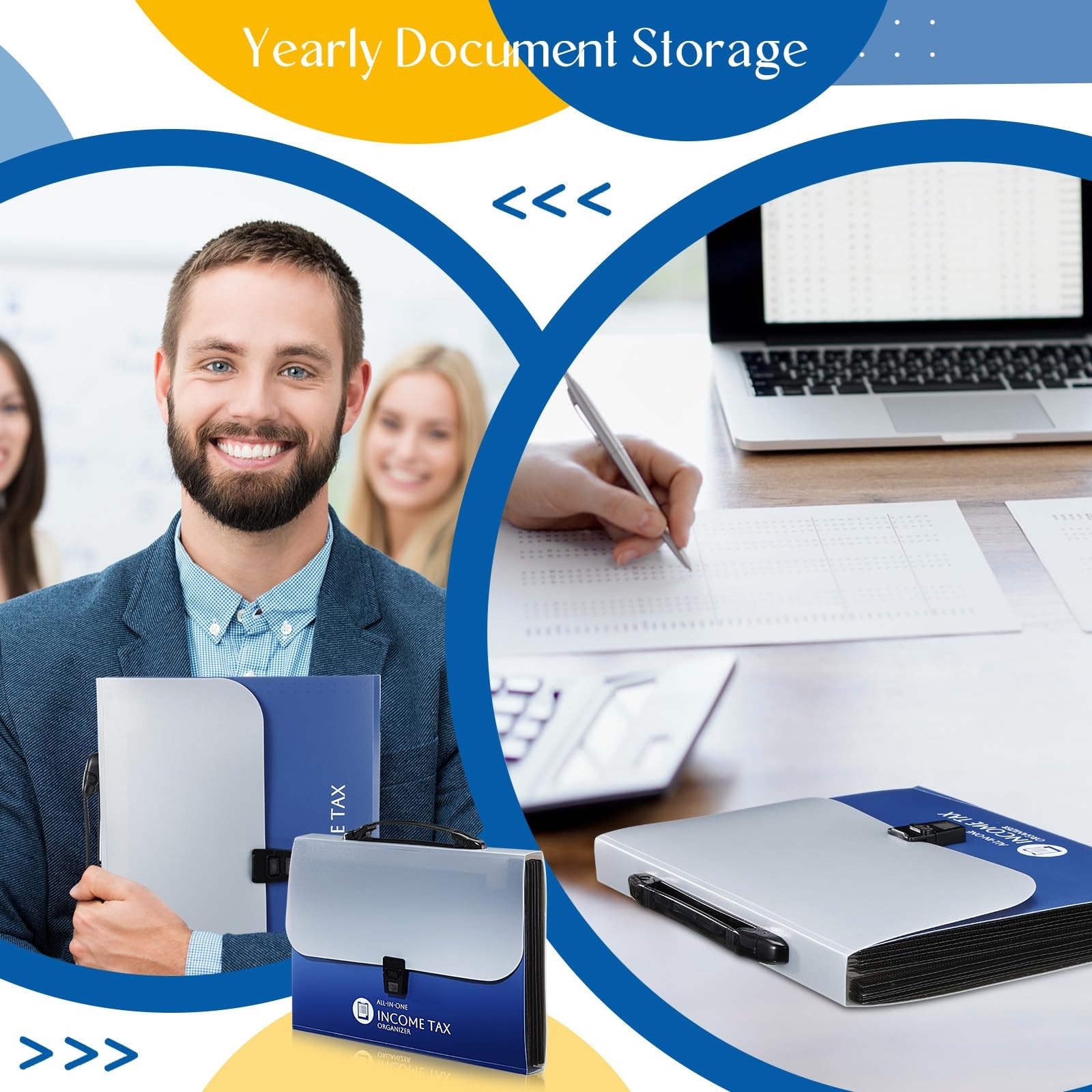 Janlaugh 1 Set Tax Record Organizer All in One Income Document Blue