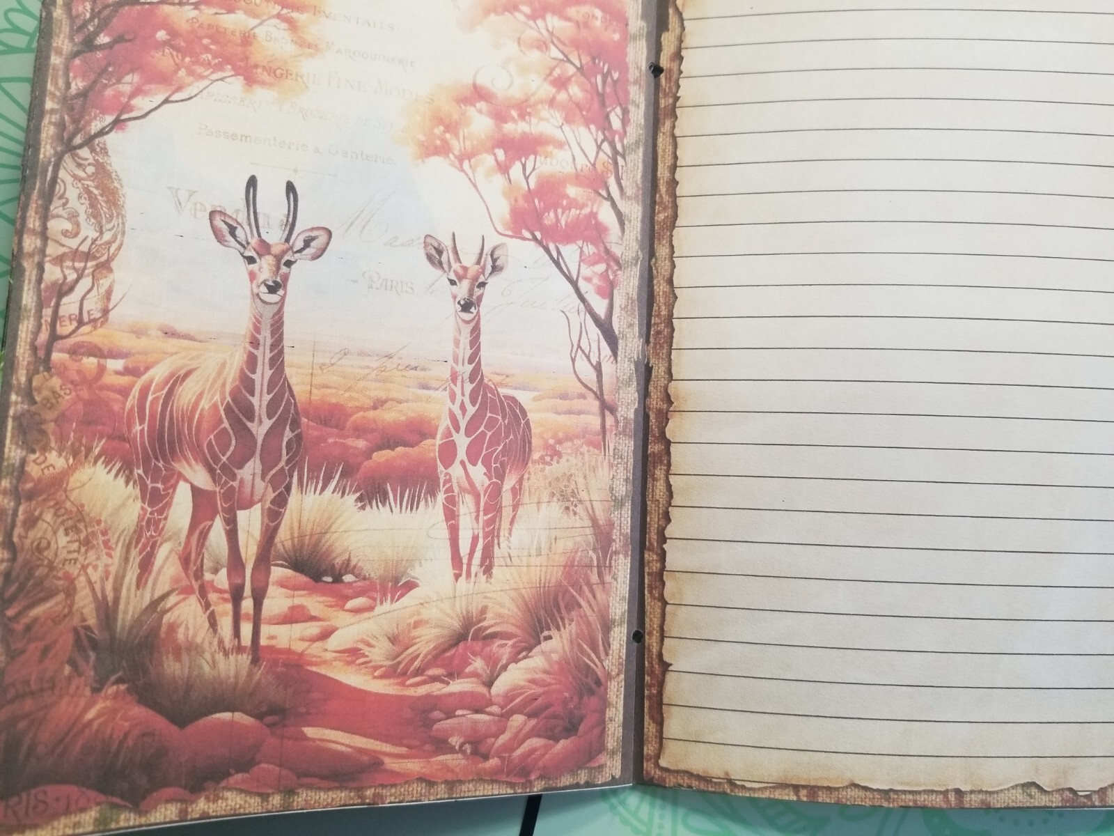 Junk Journal Blank Booklet “WILD KINGDOM” Nature HANDMADE LG 8.5″x5.5″ 40pg