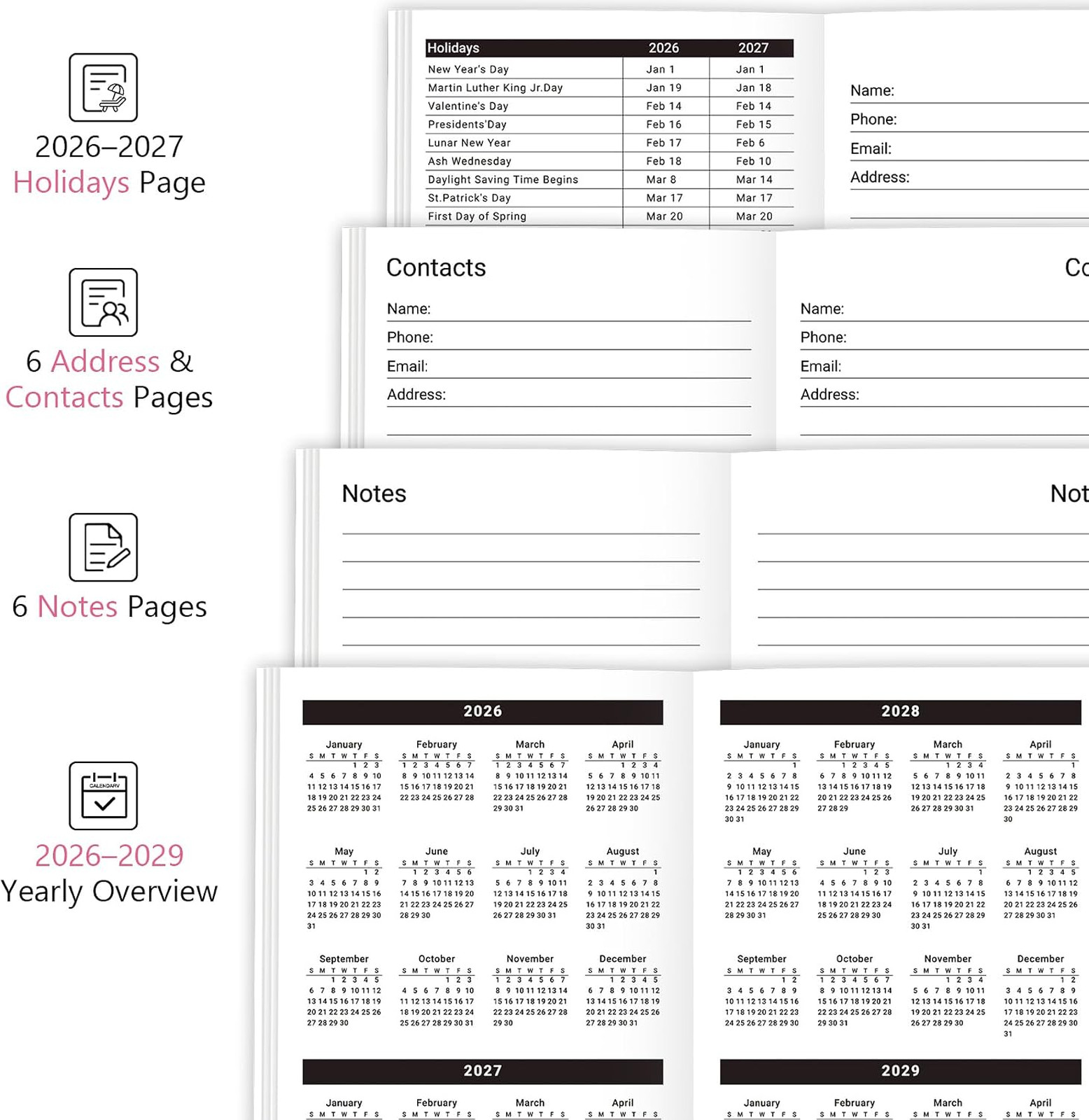 2026 2027 Pocket Calendar for Purse Two-Year Monthly Planner Compact Mini