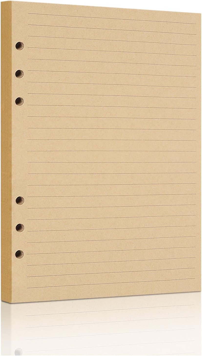 Vintage Kraft Paper – A5 Lined Flipchart Refill 80 Sheets (160 Pages) for 6-Rin