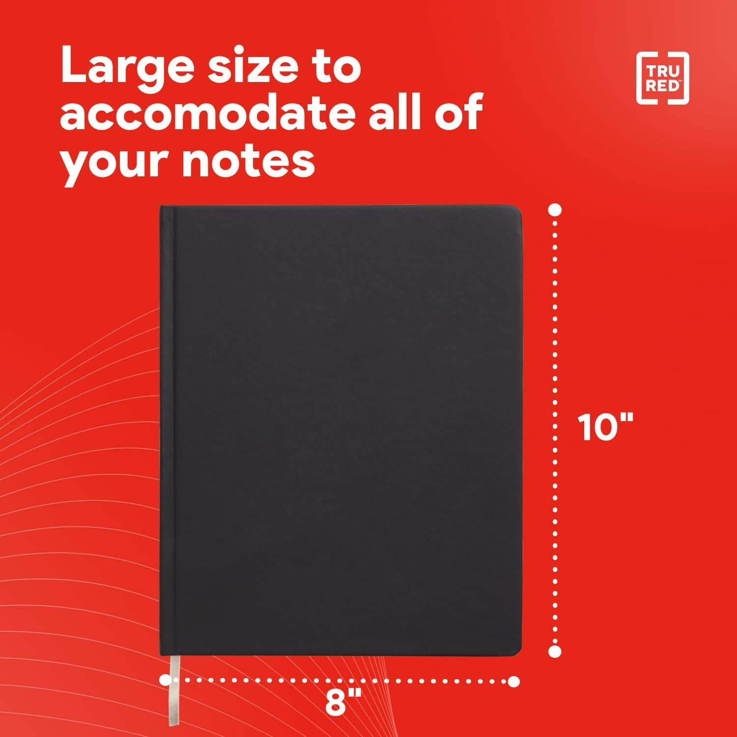 Large 8” X 10” Hardcover Ruled Journal, Black – Leather Cover, 96 Sheets, Built‑