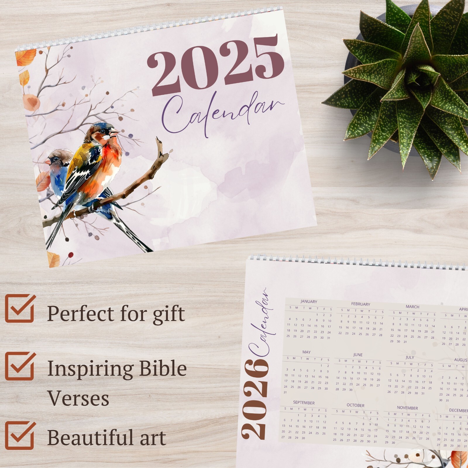 2026 Christian Wall Calendar 12 Month Bible Verse God Love Scripture 11″ X 8.2″