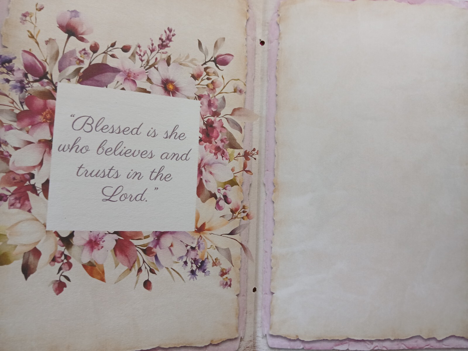 Junk Journal Booklet “Faith” Scripture Quotes Florals Ephemera, Cards, Pockets+