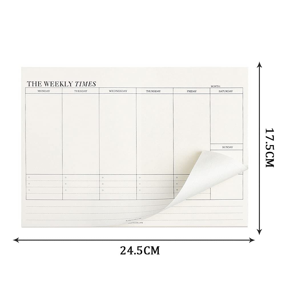 60 Sheets Weekly Pad, Tear Off Weekly Planner Notepad with Daily Schedule Weekly