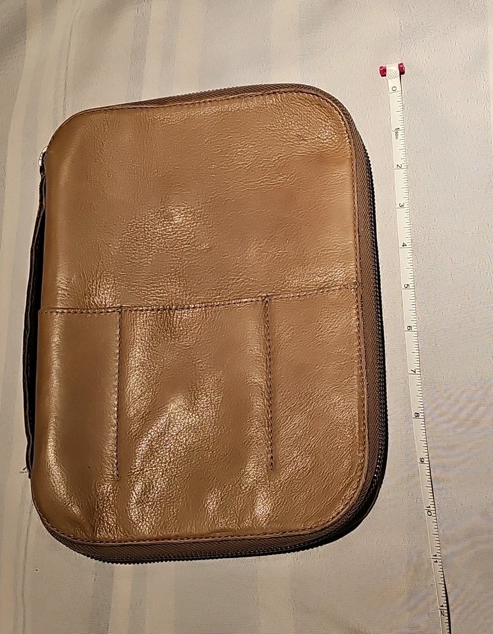 This Is Ground Brown Leather Case Zipper Around Organizer free shipping