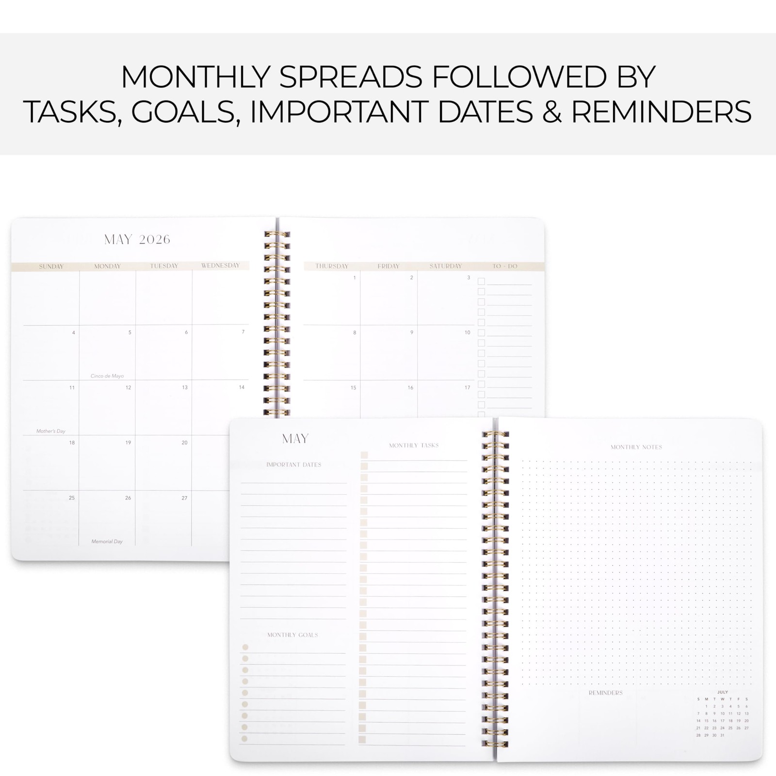 Aesthetic Planner 2025 2026, Monthly Schedule Notebook, Task Organizer, Green