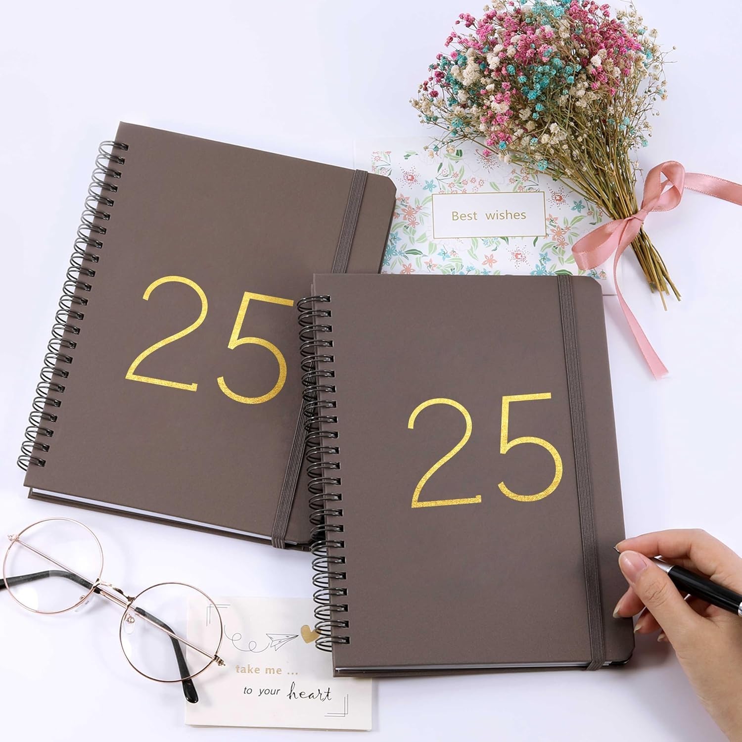 2025 Planner with Twin-Wire Binding – Weekly & Monthly Views, Grey Cover