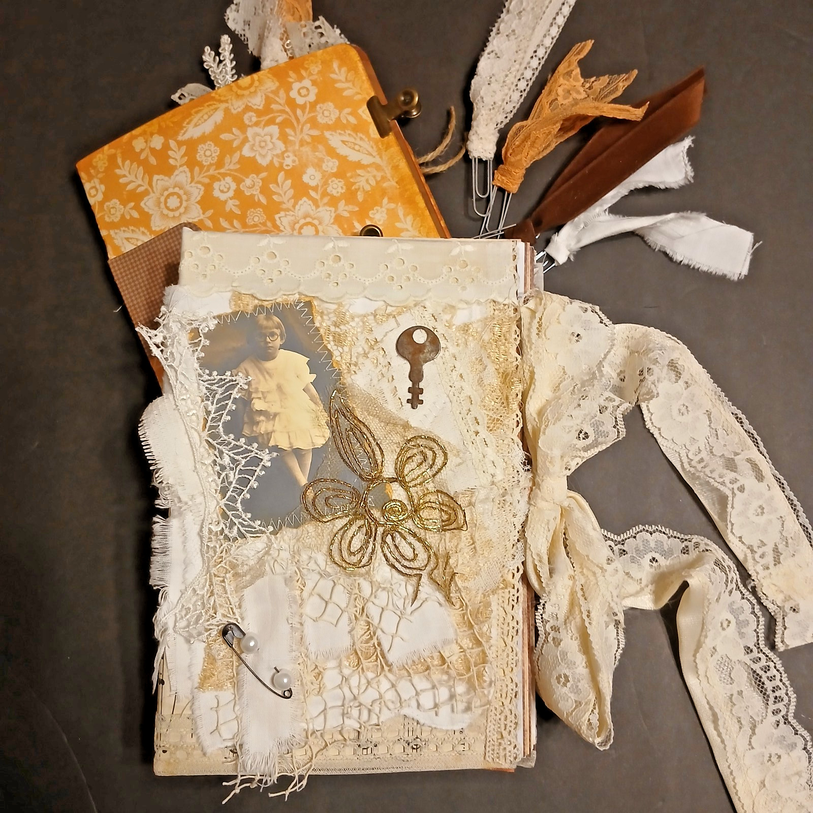 Lace Junk Journal Large Set Handmade Folio Ephemera Romantic Shabby JB