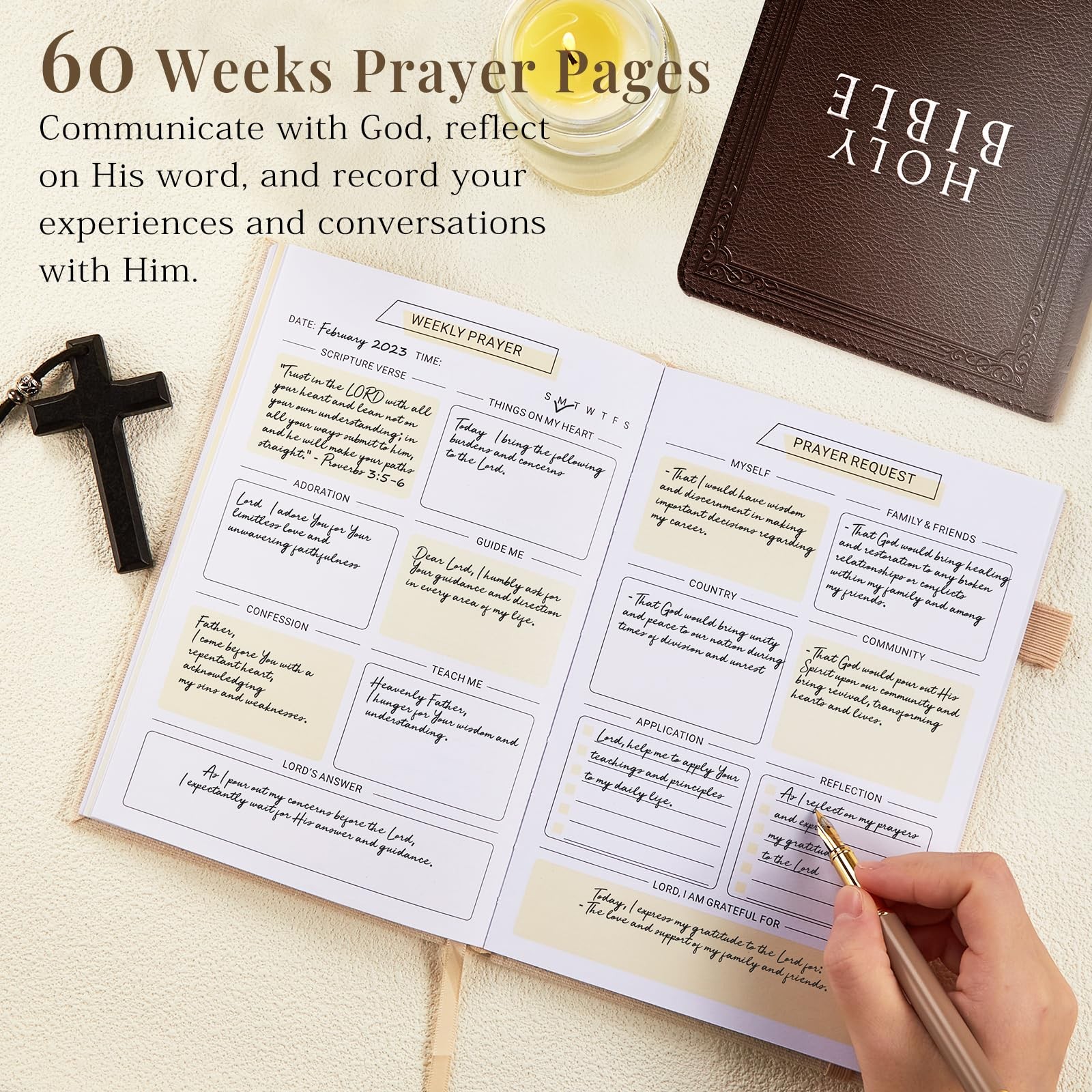 JUBTIC Prayer Journal for Woman, Bible with Verse, 60 Weeks Beige