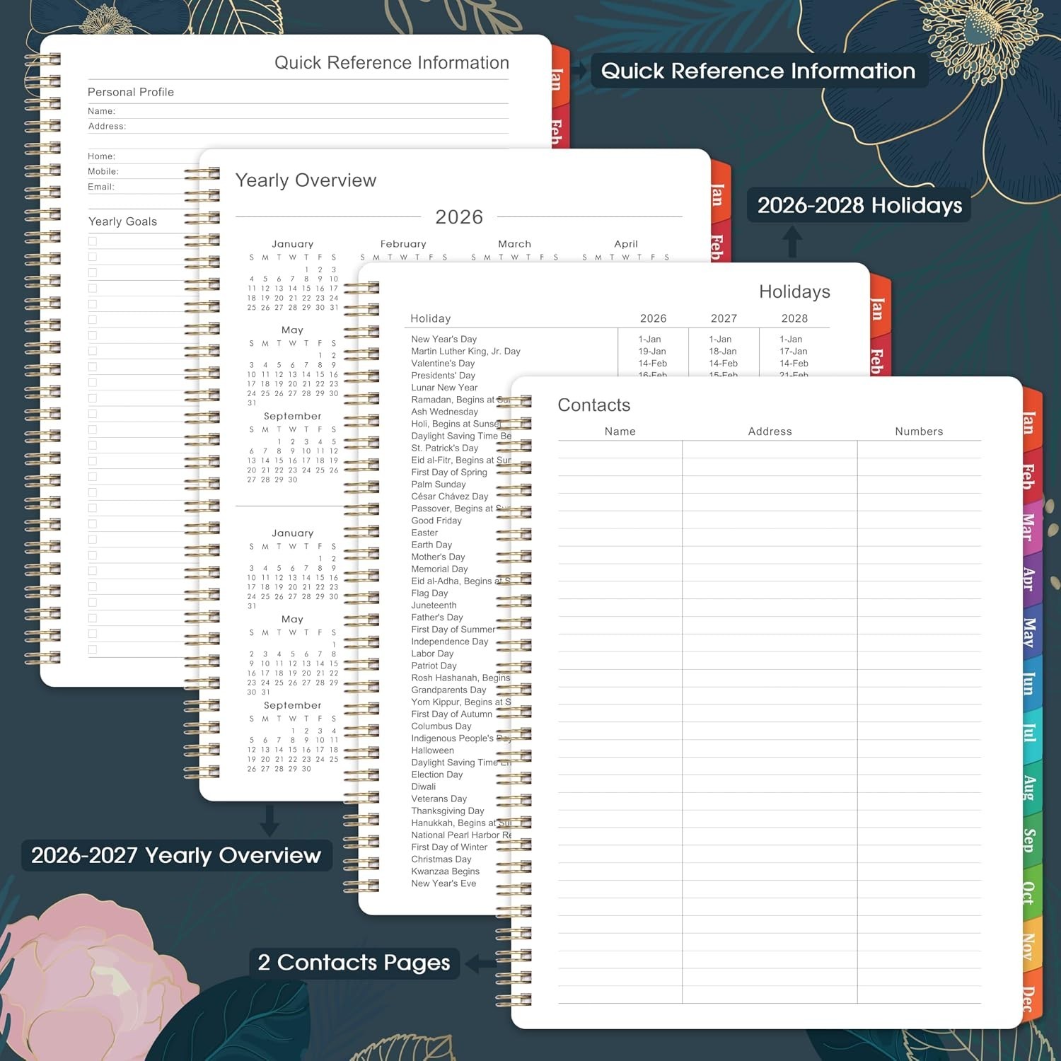 Functional 2026 Planner: Large 9” x 11” Pages with Quick-Access Monthly Tabs