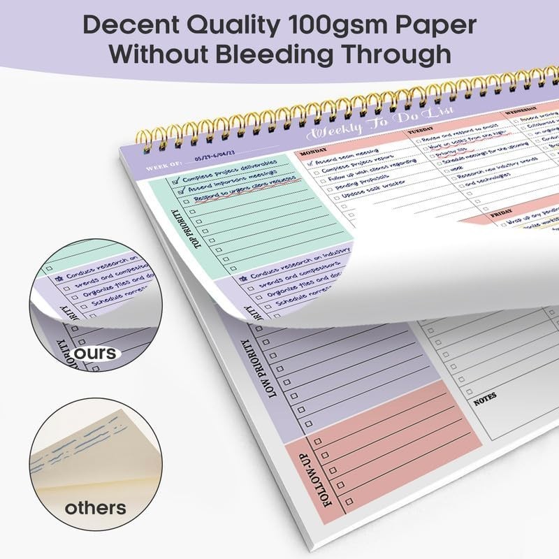 Durable 8.5” x 11” Weekly Notepad – 52 Undated Pages for Office & Home Planning