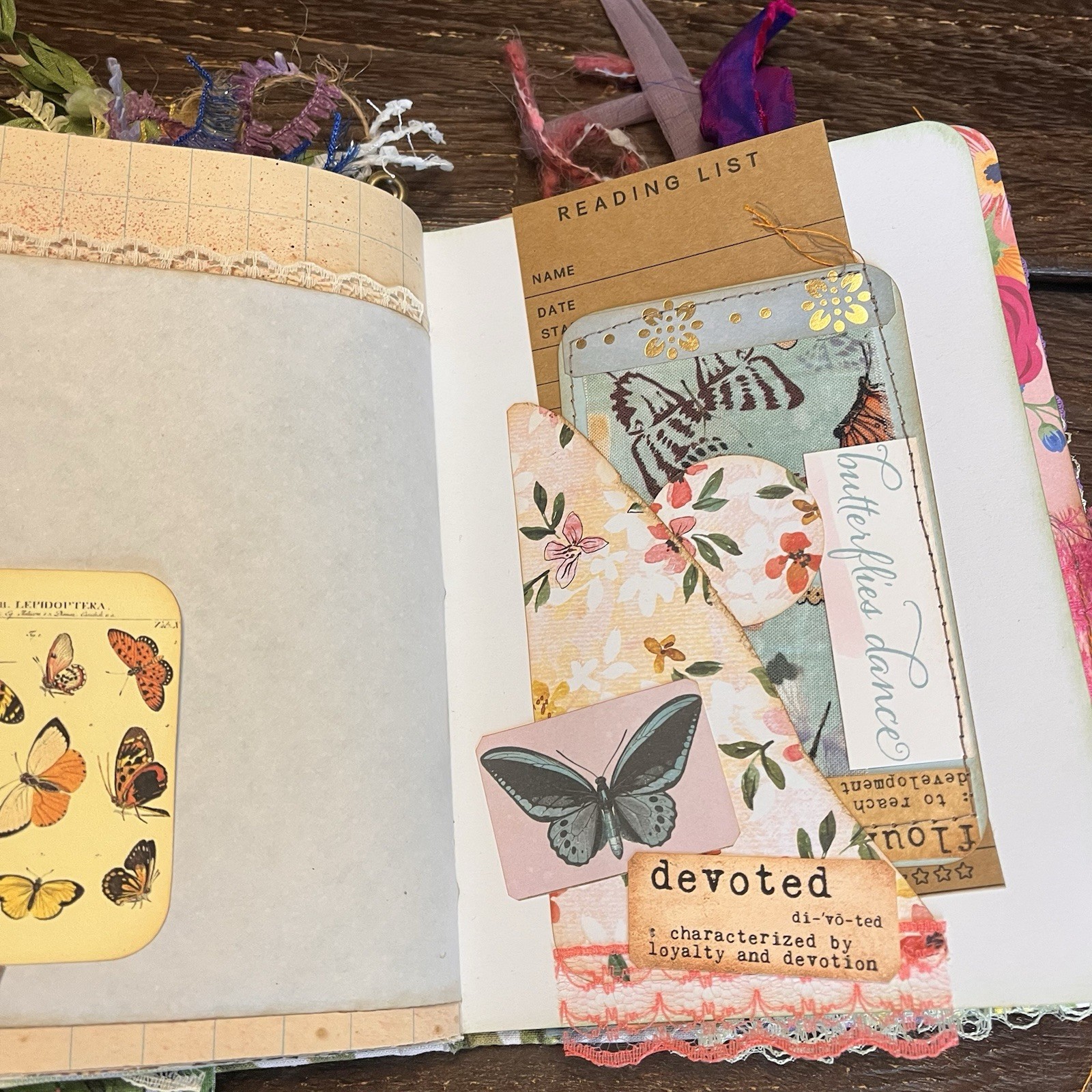 Butterfly Junk Journal Faith Floral Nature Flowers Softcover Decorated 3 Sig