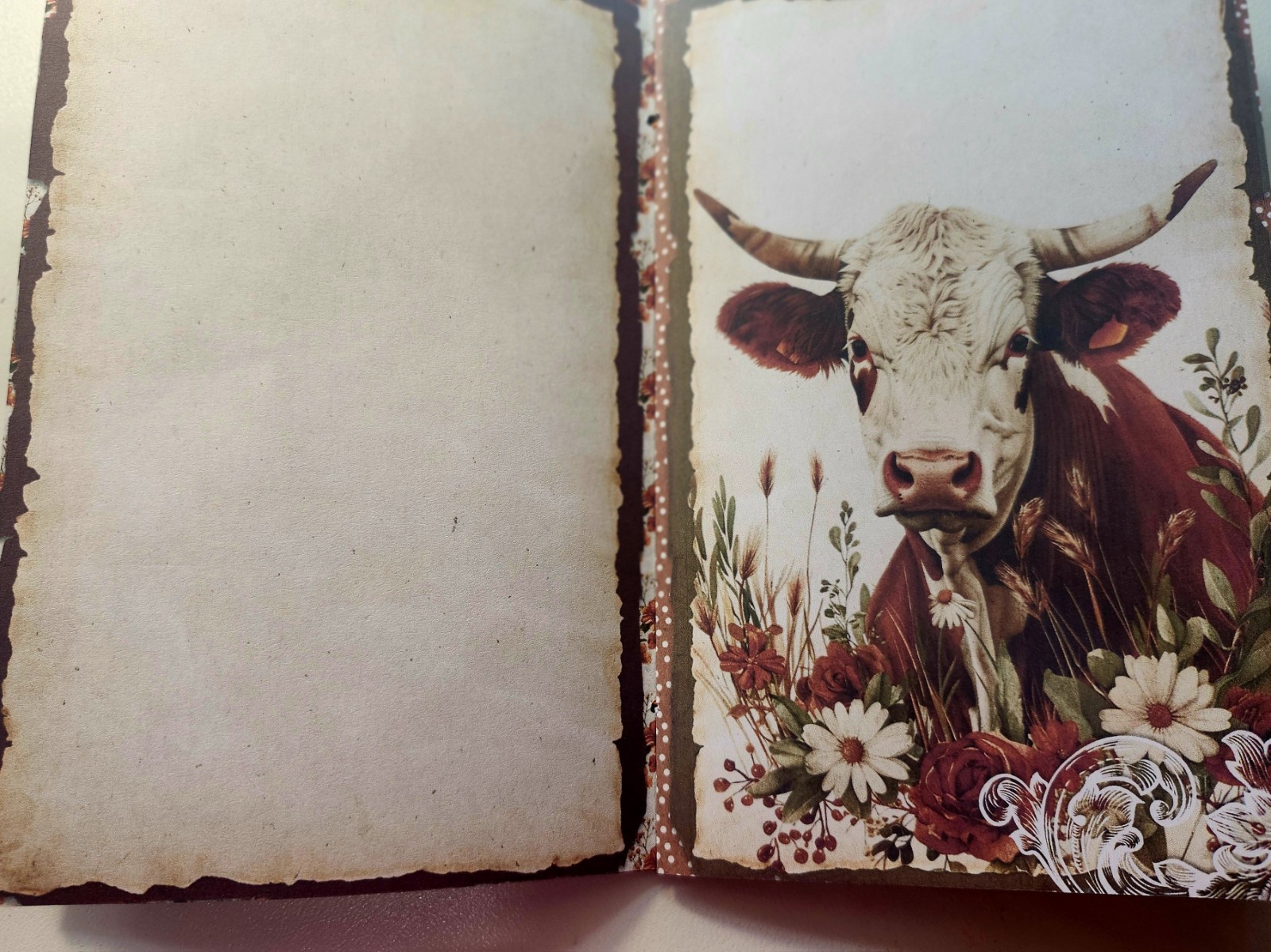 Junk Journal Booklet “FARMHOUSE FALL” Handmade Lg 8.5″x5.5″ 40pgs Autumn