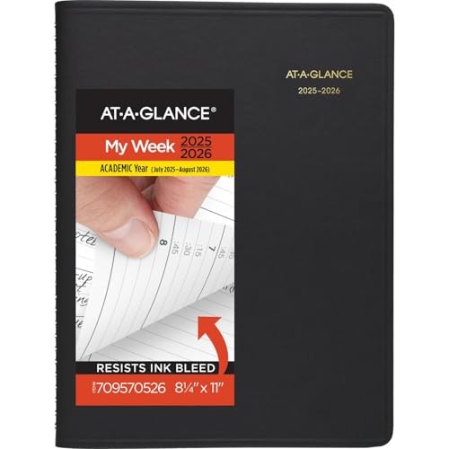 AT-A-GLANCE 2025-2026 ACADEMIC APPOINTMENT BOOK 8-1/4″ X 11″ LARGE – BLACK