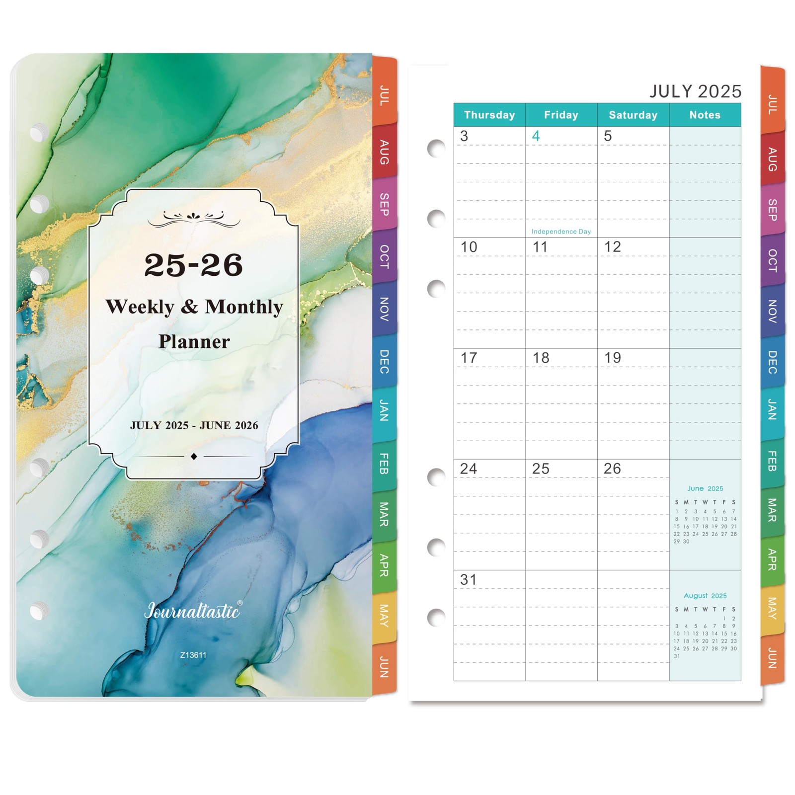 2025-2026 Planner Refills – A6 Weekly and Monthly Inserts, July 2025 – June 2…