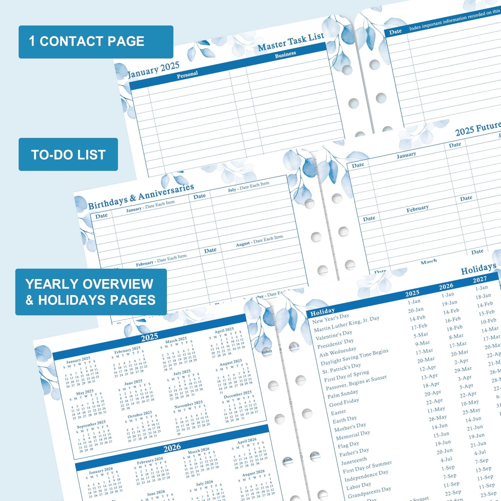 Planner Refills 2025 – Jan.2025 – Dec.2025, Two Pages Per Day Daily ᦀ