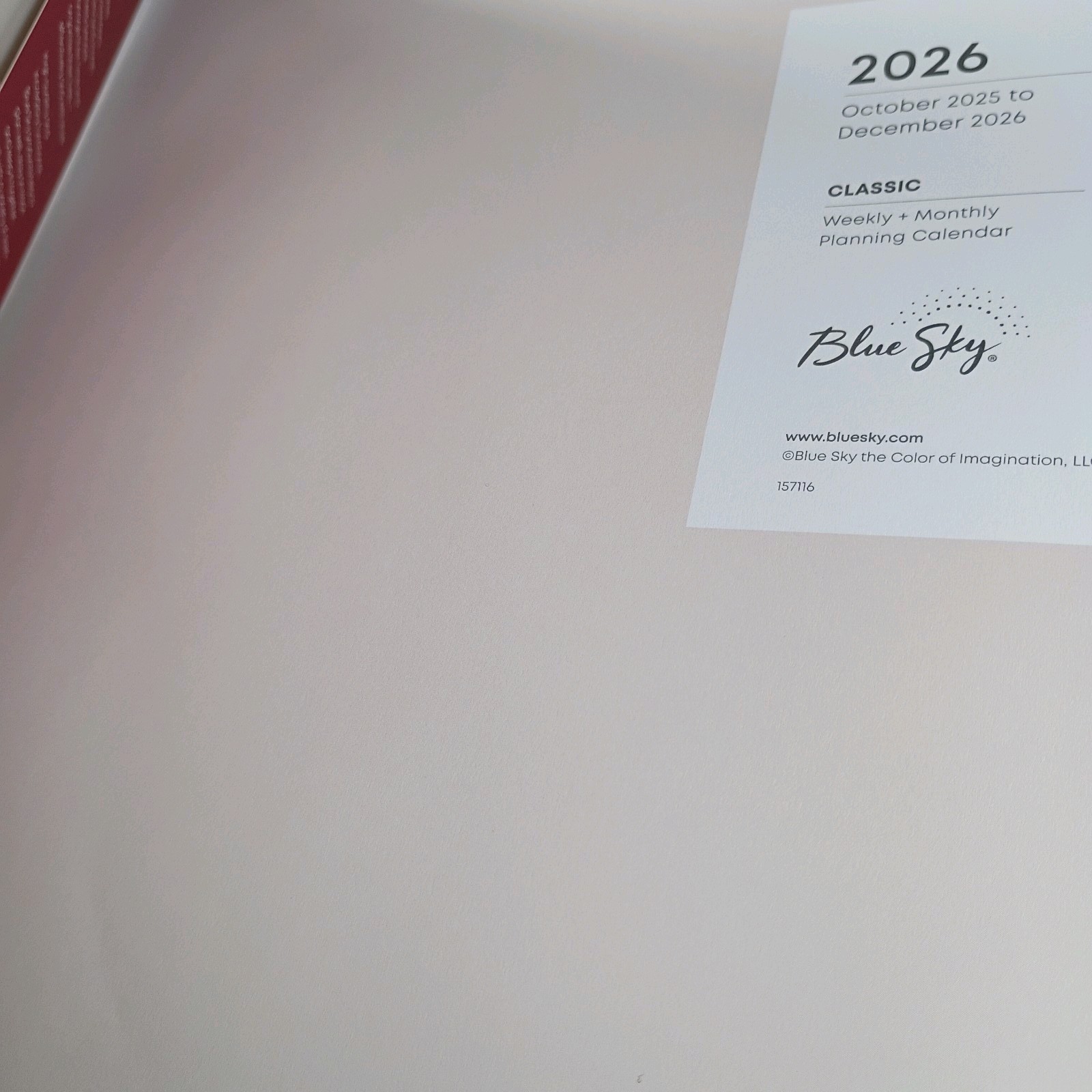 Blue Sky 15 Mont Oct 2025 – Dec 2026 Planning Calendar Hardcover 157116 New.