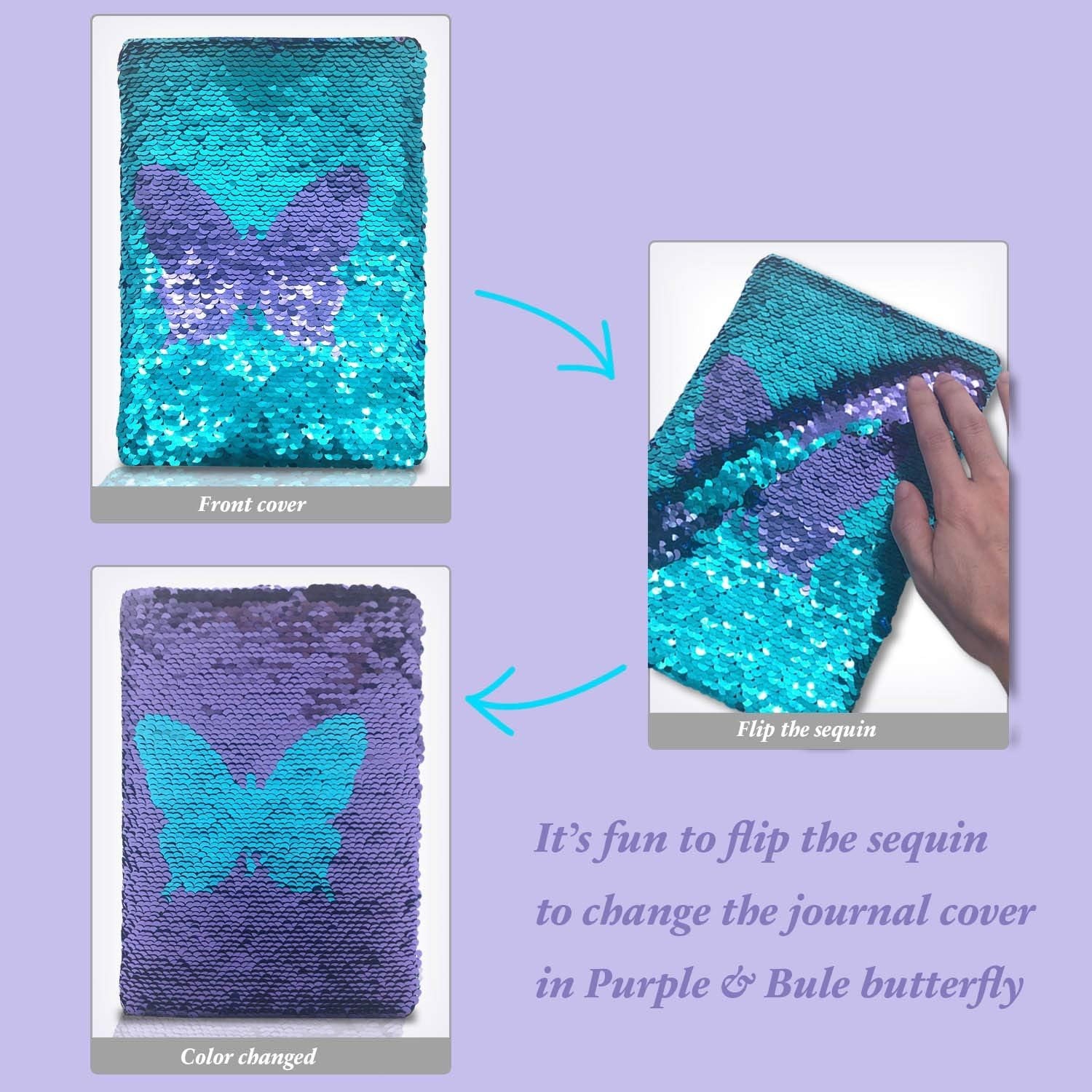 Sequin Girls Journal for Kids, 8.5×5.5 Inches 160 Lined Pages Diary for Girls…