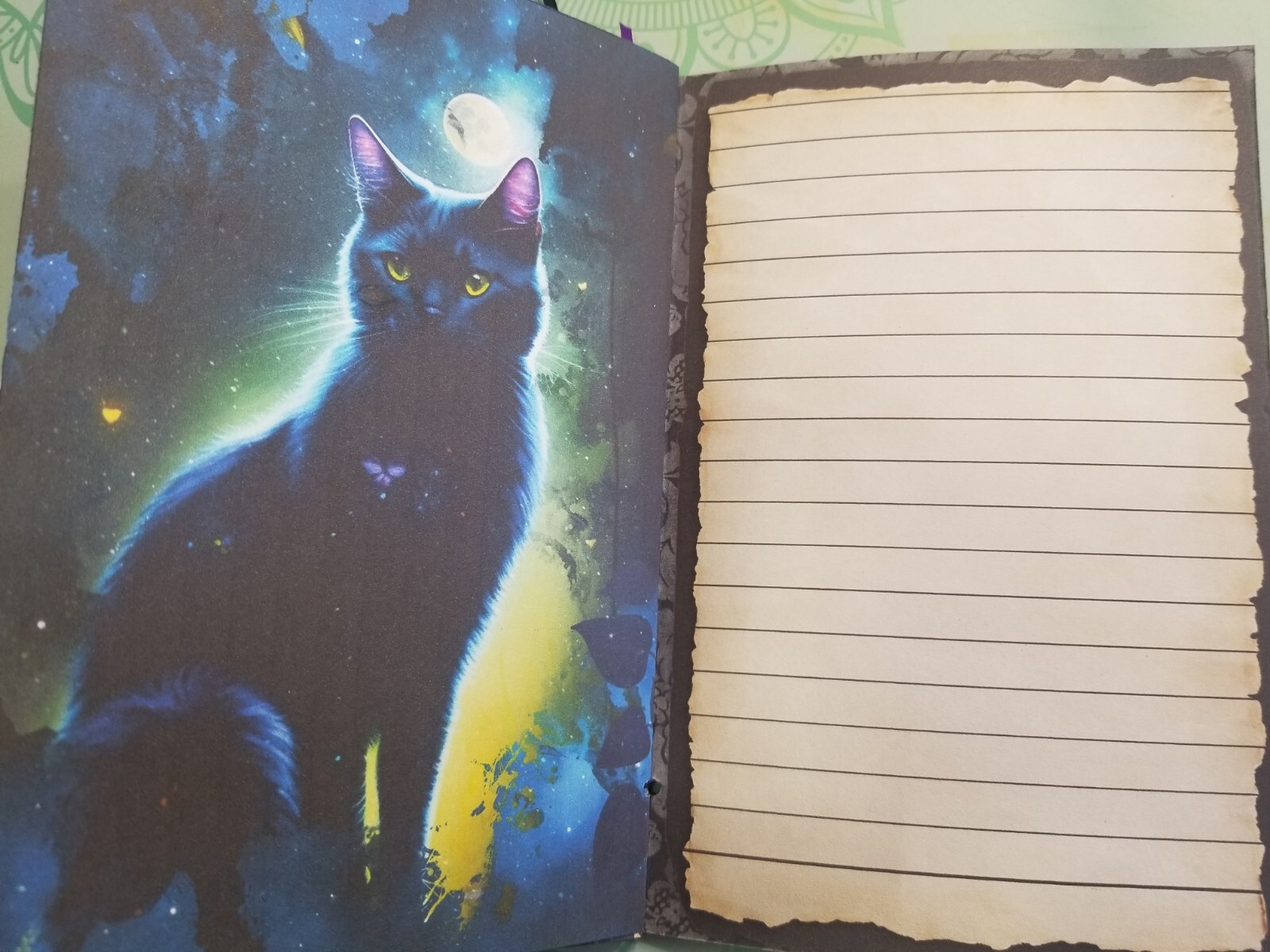 Junk Journal Blank Booklet “BEWITCHED NIGHT” HANDMADE GRIMOIRE LG 8.5″x5.5″ 40pg