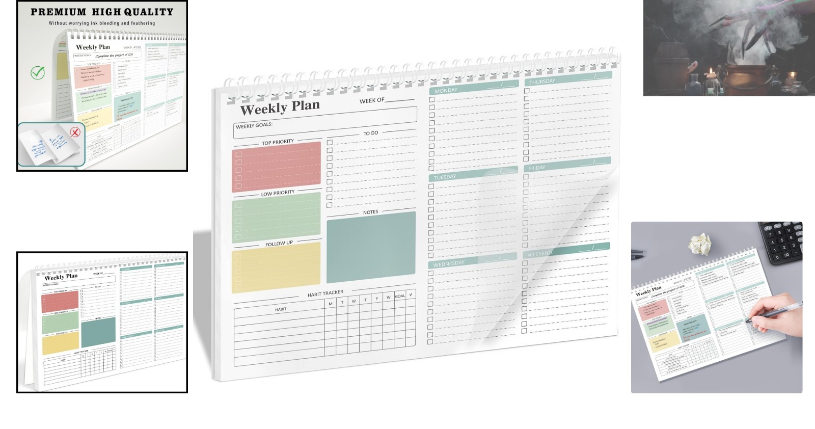 8.5×11 Weekly Goal Tracker Notebook – 52 Undated Sheets for All