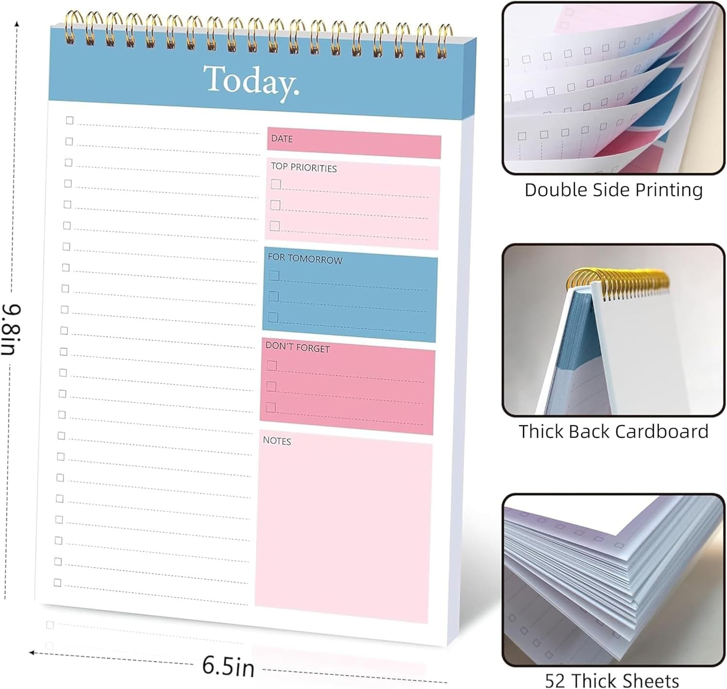 Compact 6.5″ x 9.8″ Spiral To Do List Notepad – Boost Productivity