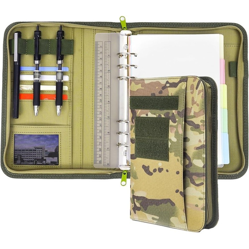 Military Tactical Binder Portfolio W/ 90 Sheets Zippered Organizer Professionals