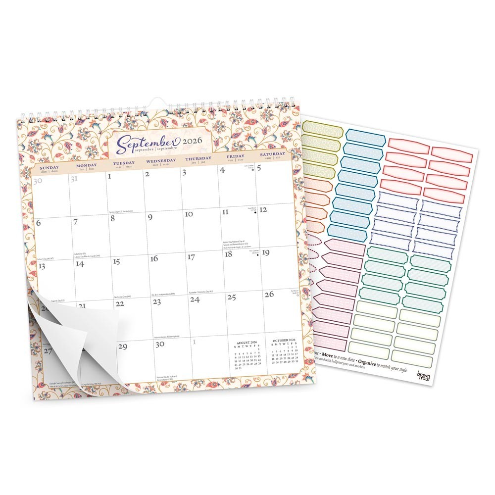 Tuscan Delight | 2026 12×12″ (Hanging) Monthly Square Wire-O Calendar