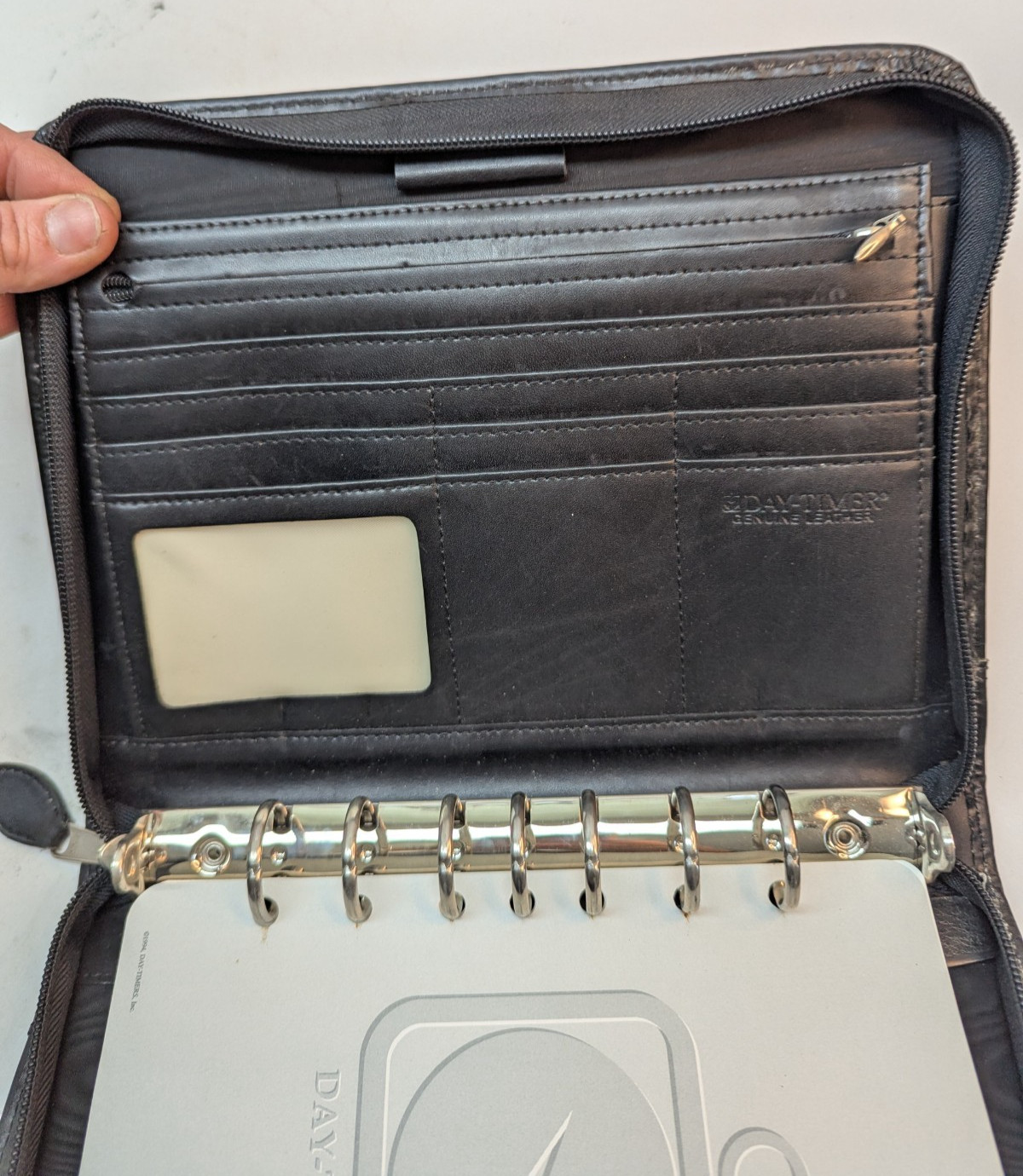Daytimer Black Genuine Leather Zippered Organizer 1994 Spiral Note