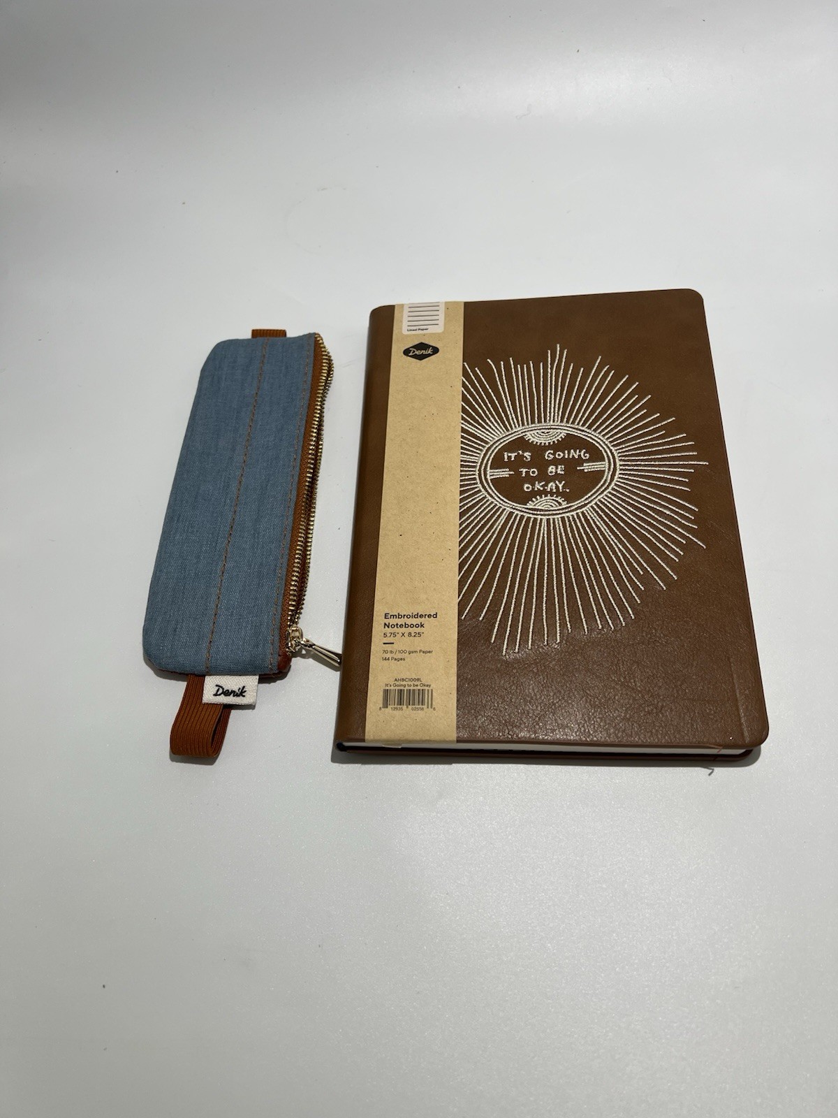 Denik Embroidered Notebook & Pouch Set, Journal 144 pages . Its Going to Be Okay