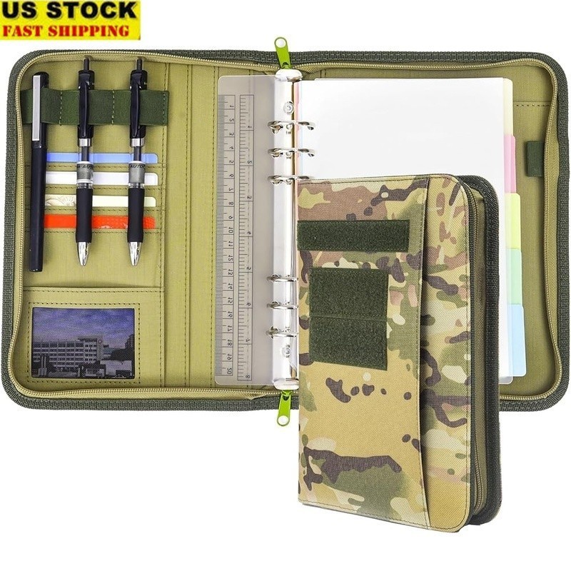 Tactical Binder Portfolio Military Planner W/ Zipper Closure & Card Slots New