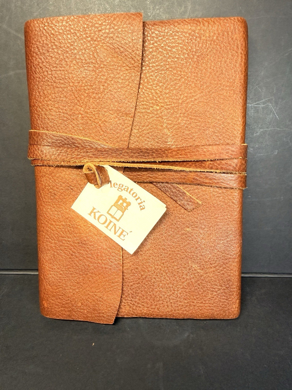 Legatoria Koiné Italy Genuine Leather Journal Wrap Tie Notebook Handmade Brown